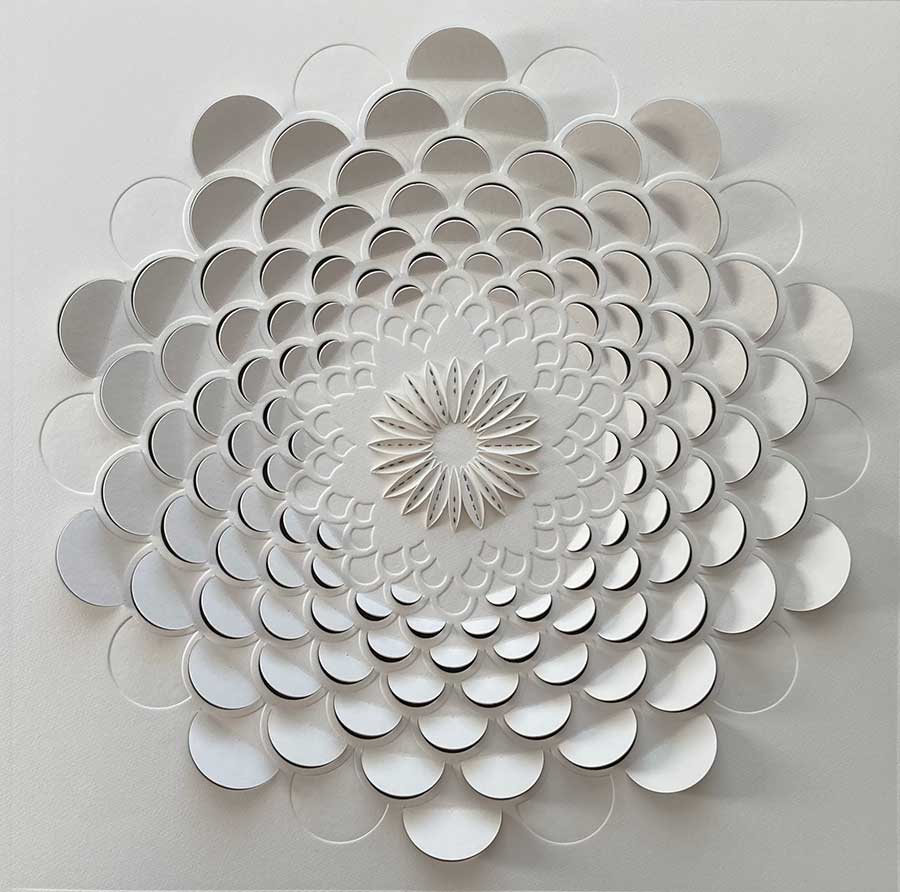 Sue Potter, Arabesque II, blind-embossed paper with hand-cutting and paper-stitch, edition 1 of 15.
