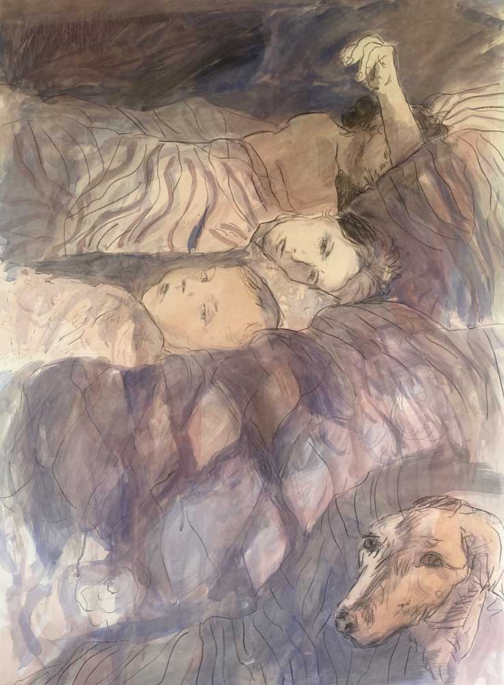 Josephine Birch, Midnight. Mixed media on paper. Currently hanging at Coombe Gallery as part of the Nocturnes exhibition.